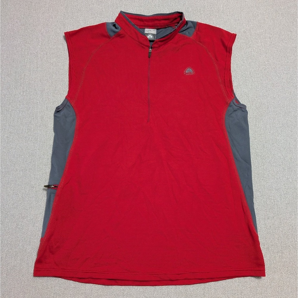 Nike ACG Activewear Top Men's XL Red Gray Sphere Dry Quarter Zip Sleeveless